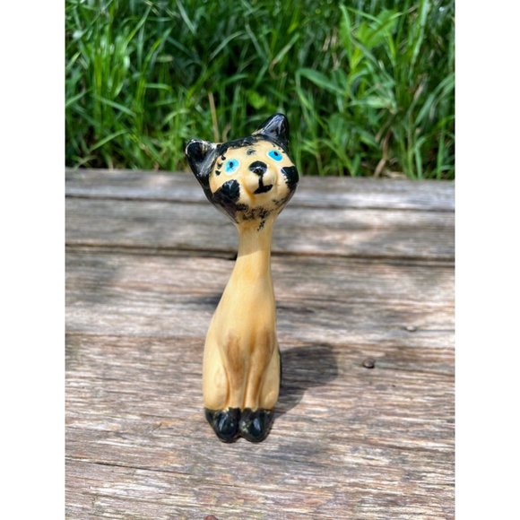 Vintage MCM Small Siamese Cat Figurine Ceramic - Picture 1 of 15